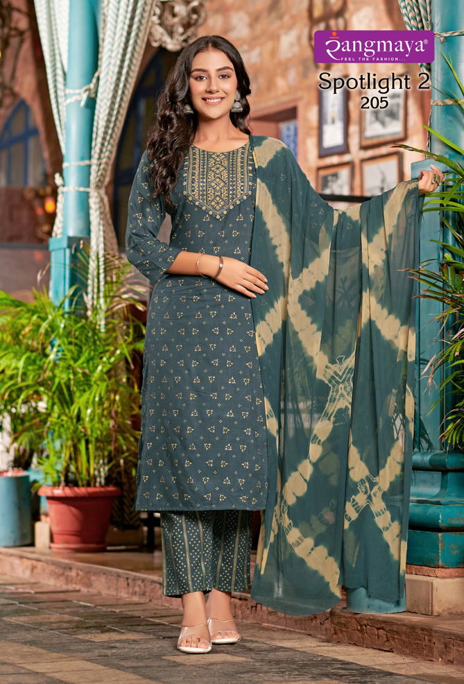 Spotlight Vol 2 By Rangmaya Rayon Printed Kurti With Bottom Dupatta Wholesale Price In Surat
